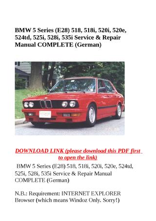 download BMW 5 E28 518 518i 520i 520e 524td 525i 528i 535i workshop manual