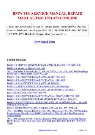 download BMW 518i FSM workshop manual