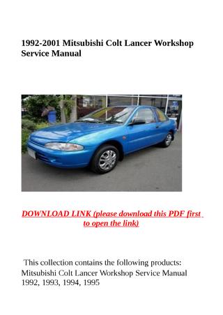 download Colt Lancer workshop manual