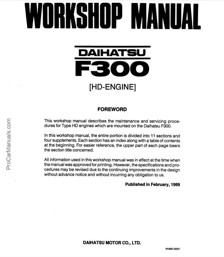 download DAIHATSU FEROZA F300 HD Engine able workshop manual