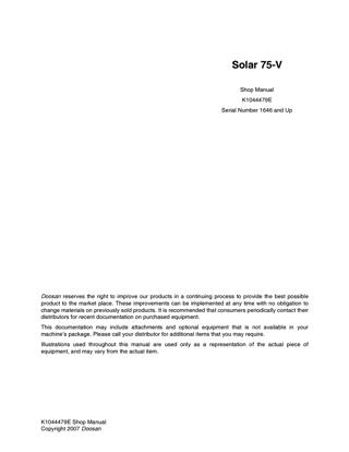 download Daewoo Doosan Solar 150LC V Excavator able workshop manual