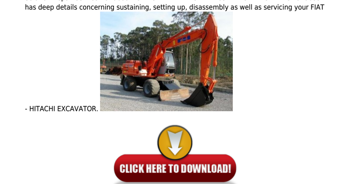 download FIAT HITACHI EX165W Excavator able workshop manual