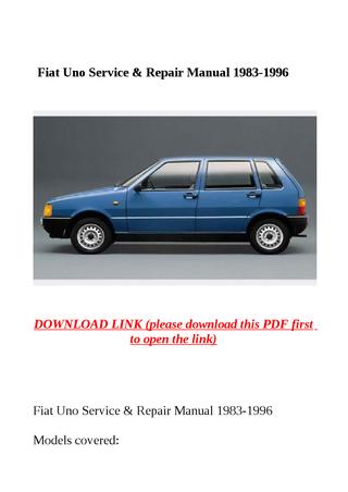 download FIAT UNOModels workshop manual