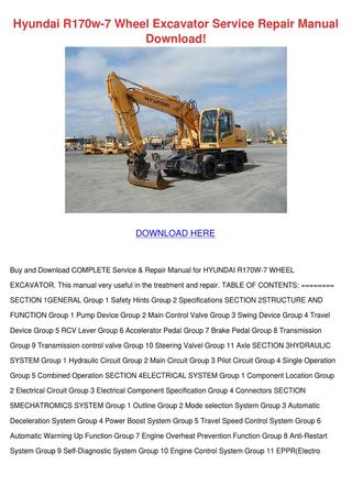 download HYUNDAI Wheel Excavator R170W 9 able workshop manual