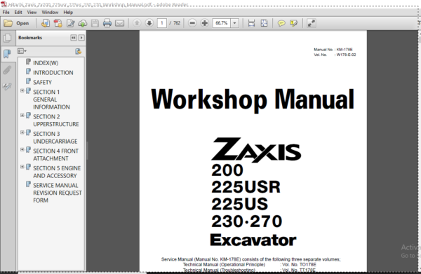 download Hitachi Zaxis 200 225USR 225US 230 270 Excavator able workshop manual