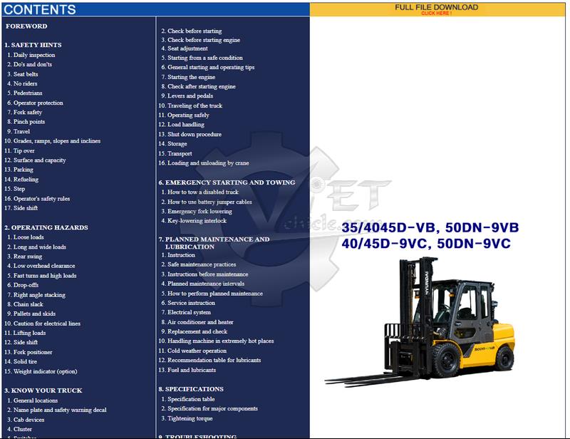 download Hyundai Forklift Truck HDF20 25 30 5 able workshop manual