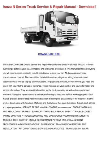 download ISUZU D MAX KB P190 HOLDEN COLORADO workshop manual