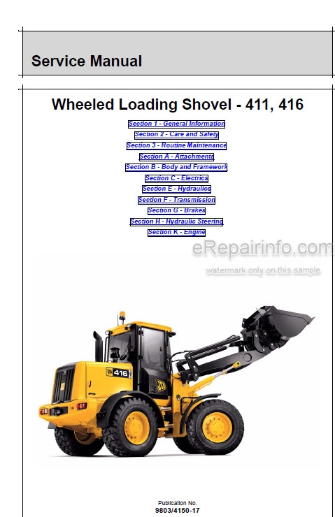 download JCB 412S Wheel Loader  5 able workshop manual