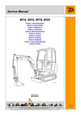 download JCB 8014 Excavator able workshop manual