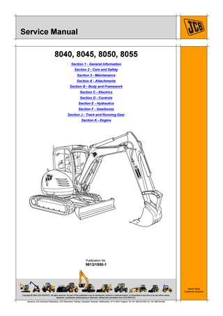 download JCB 8055 Excavator able workshop manual