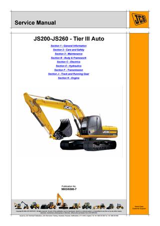 download JCB JS220 Tier 3 Auto Tracked Excavator able workshop manual