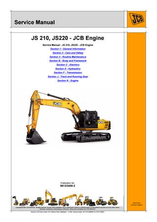 download JCB JS220 Tier 3 Auto Tracked Excavator able workshop manual