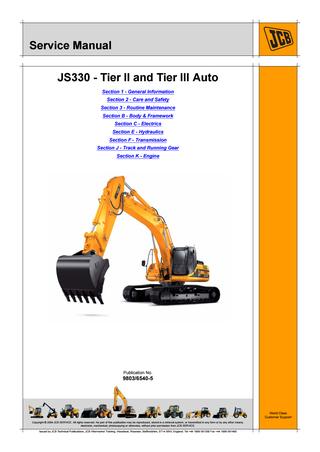 download JCB JS330 Tier 3 Auto Tracked Excavator able workshop manual