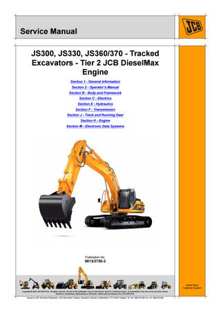 download JCB JS330 Tier 3 Auto Tracked Excavator able workshop manual