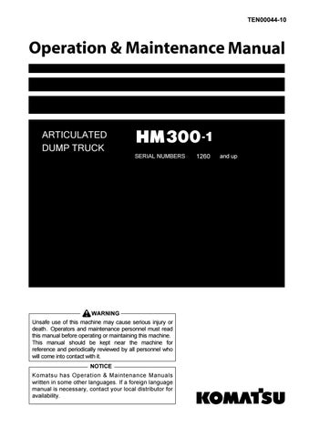 download KOMATSU HM300 1 Articulated Dump Truck Field ASSEMBLY Instruction able workshop manual