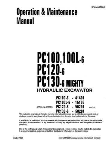 download KOMATSU PC100 6 PC120 6 PC130 6 MIGHTY Hydraulic Excavator Operation workshop manual