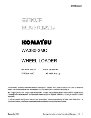 download KOMATSU WA380 3MC Wheel Loader + Operation able workshop manual