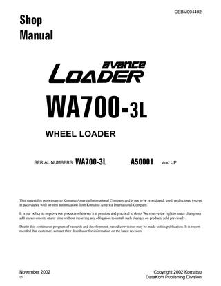 download KOMATSU WA380 3MC Wheel Loader + Operation able workshop manual