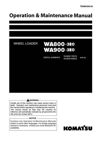 download KOMATSU WA900 1 Wheel Loader able workshop manual