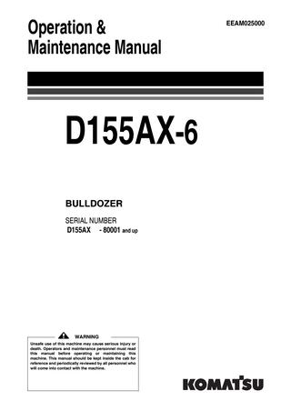 download Komatsu Bulldozer D155AX 5 Operation able workshop manual