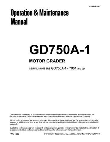 download Komatsu GD750A 1 Motor Grader able workshop manual