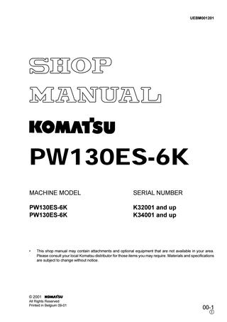 download Komatsu PW130ES 6K Hydraulic Excavator Operation able workshop manual