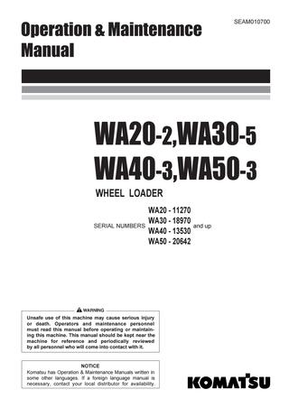 download Komatsu WA30 5 engine shop+ O M able workshop manual