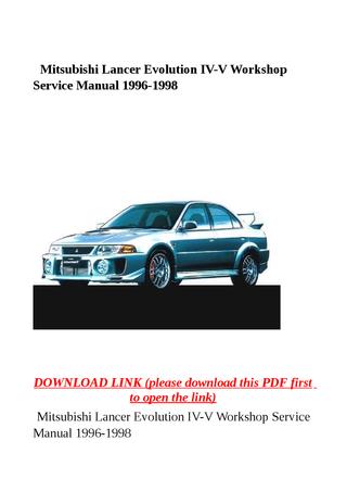 download Mitsubishi Lancer Evolution IV V Wokshop workshop manual