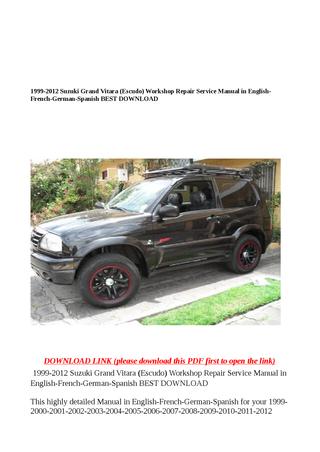 download Suzuki Grand Vitara Escudo in English workshop manual