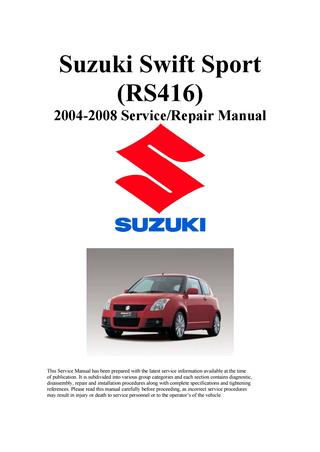 download Suzuki Swift Sport workshop manual